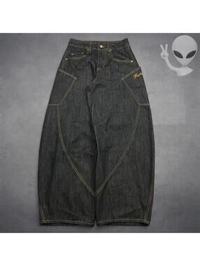 Vintage Japanese Denim Style Wide Leg Baggy Streetwear Skater Jeans 30x32 NWT